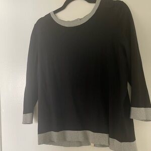 Talbots Black and Gray Knit Sweater size 1x. Silk, cotton,nylon ,spandex